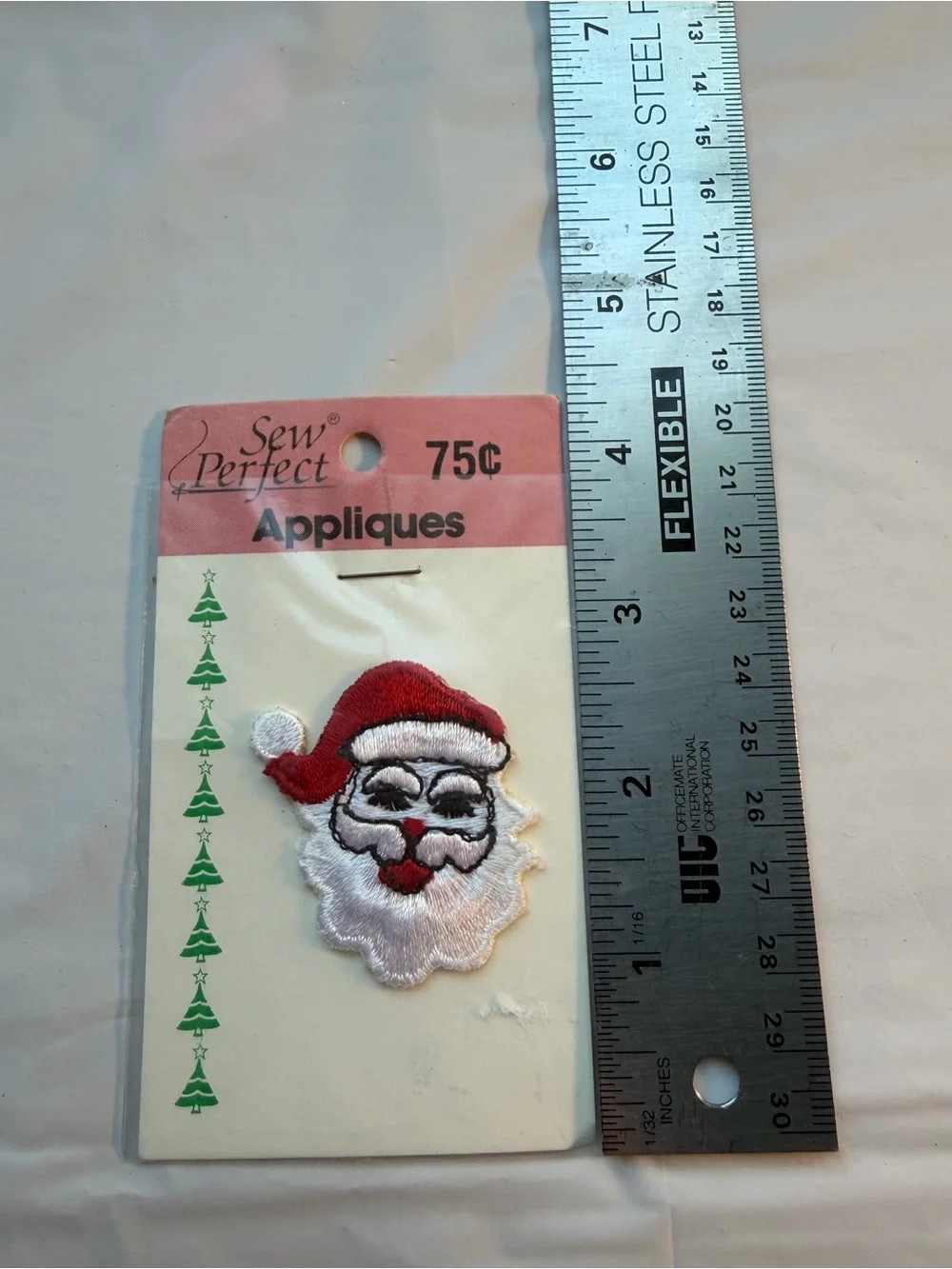 VINTAGE Sew Perfect Santa Claus Embroidered Patch Applique Deadstock NIP